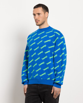 AMBUSH Blue sweatshirt with a logo pattern BMHE028S23KNI001