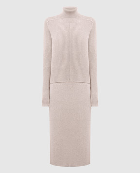 Babe Pay Pls Beige cashmere sweater and skirt suit MD9751312341MI