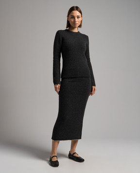 Toteme Gray wool and cashmere chain skirt 241WRB1074YA0004