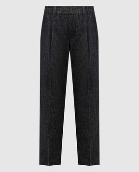 Brunello Cucinelli Gray trousers with a monil chain made of eco-tuni M0F28P5823