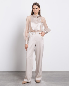 Brunello Cucinelli Beige pants with monil chain M0H38P8476