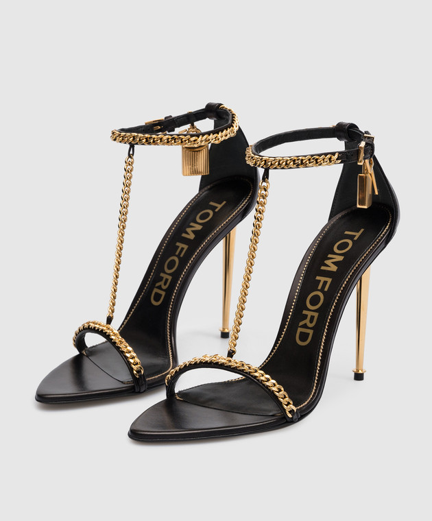 Tom Ford - Naked black leather sandals with pendants