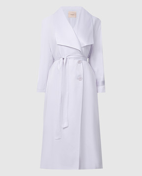 Twinset Purple double-breasted trench coat with metallic logo 241TP2540