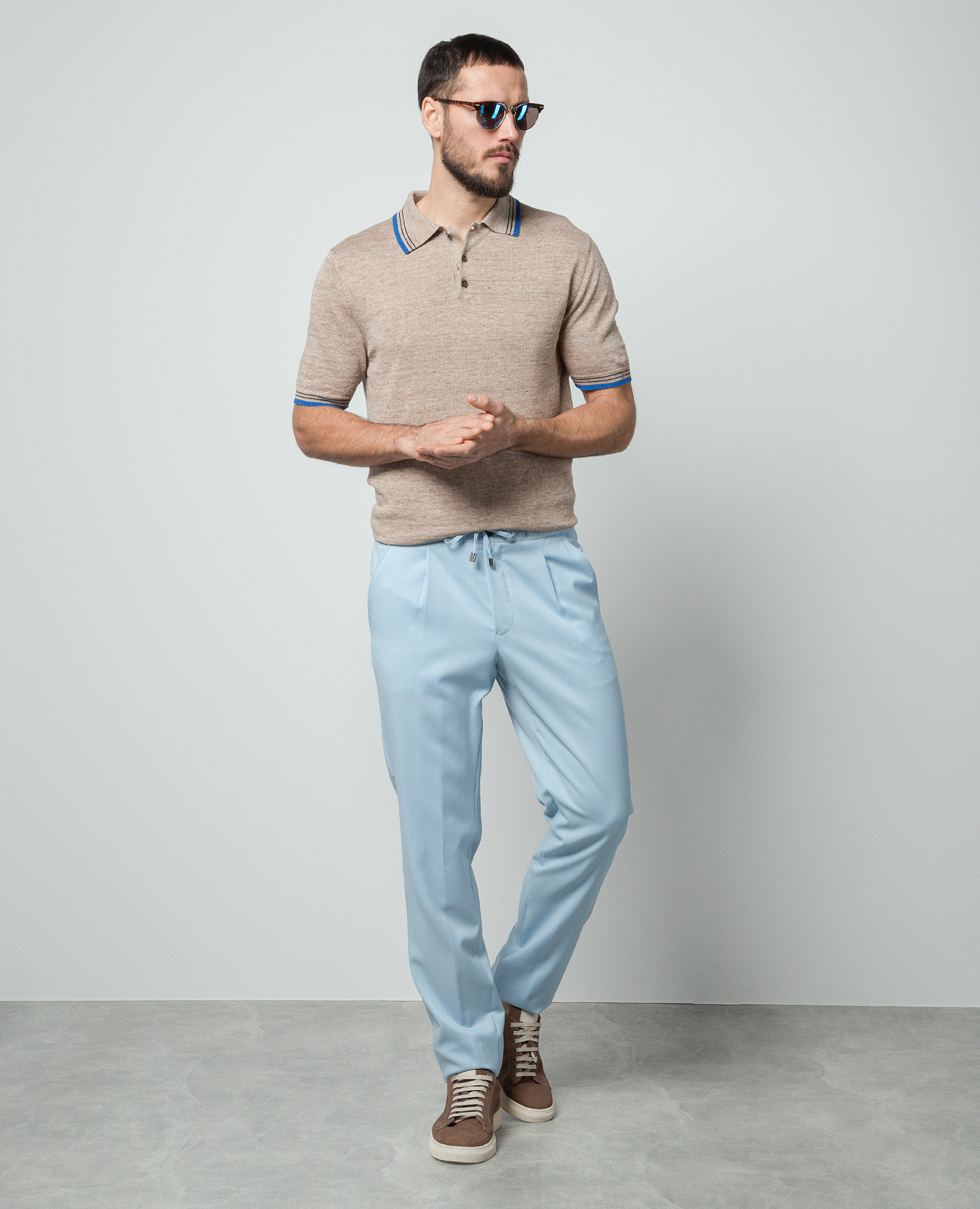 

Blue pants made of wool Enrico Mandelli, Light blue