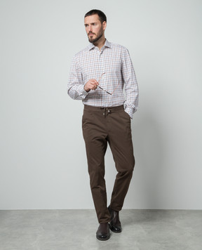 ISAIA A white checkered straight cut shirt IM10TCC9221