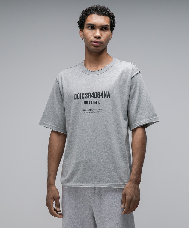 DOLCE&GABBANA DGロゴ長袖ポロ イタリア製 M相当 グレー Jersey sweatshirt with DG logo print in Black for Men
