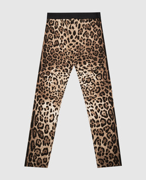 Dolce&Gabbana Children's brown leggings in leopard print L5JP3JG7H7W