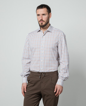 ISAIA A white checkered straight cut shirt IM10TCC9221