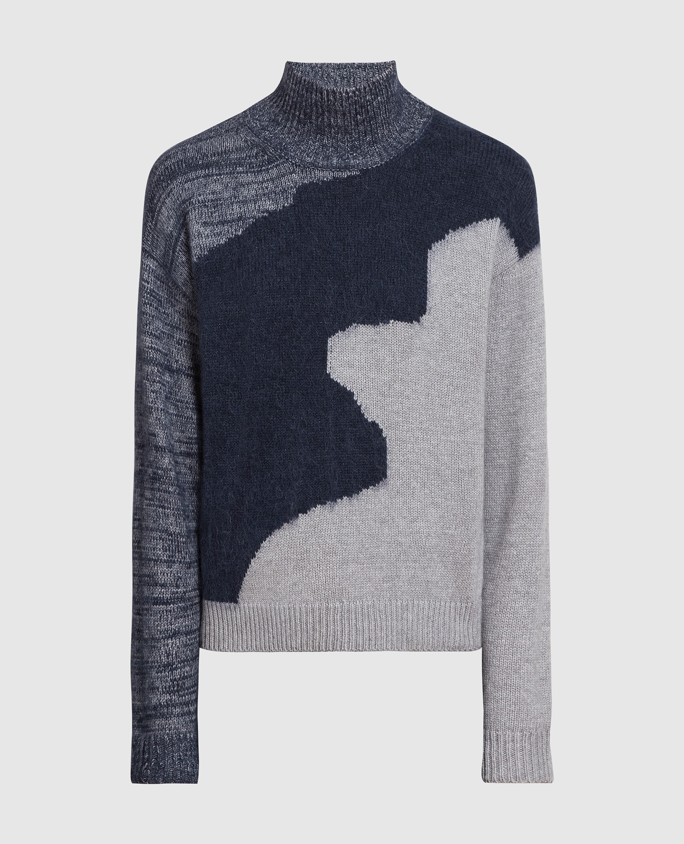 

Blue sweater made of wool, silk and cashmere with a pattern Peserico, Синий