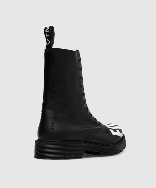 VTMNTS - Black leather Fuck Off boots with contrasting