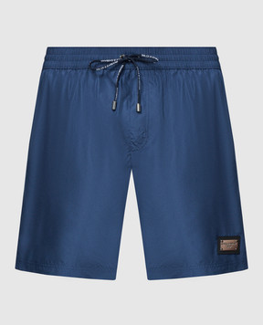 Dolce&Gabbana Blue swim shorts with logo patch M4E45TONO06
