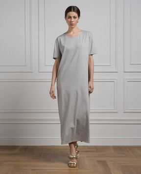 Lou Lou Studio SARUE gray melange midi dress with logo embroidery ARUE