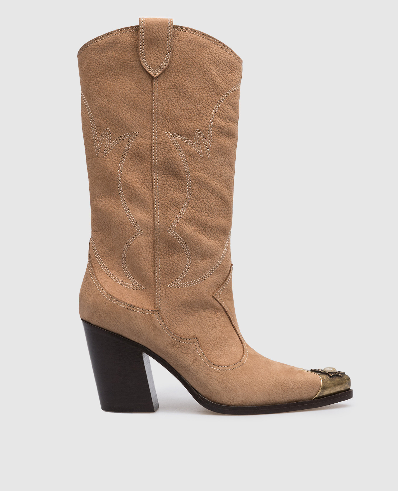 

Brown leather boots with metal trim Paola Zuin Venezia