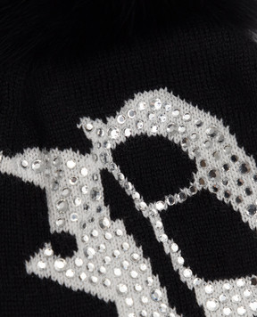 Philipp Plein Children's black wool hat with crystals GAC0006
