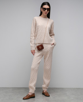 Ballantyne Beige joggers made of wool in a textured pattern B1T0427W106