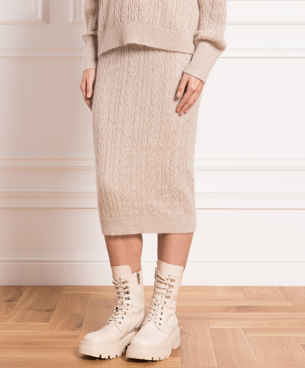Brunello Cucinelli - Beige skirt with lurex MBG747389 - shop