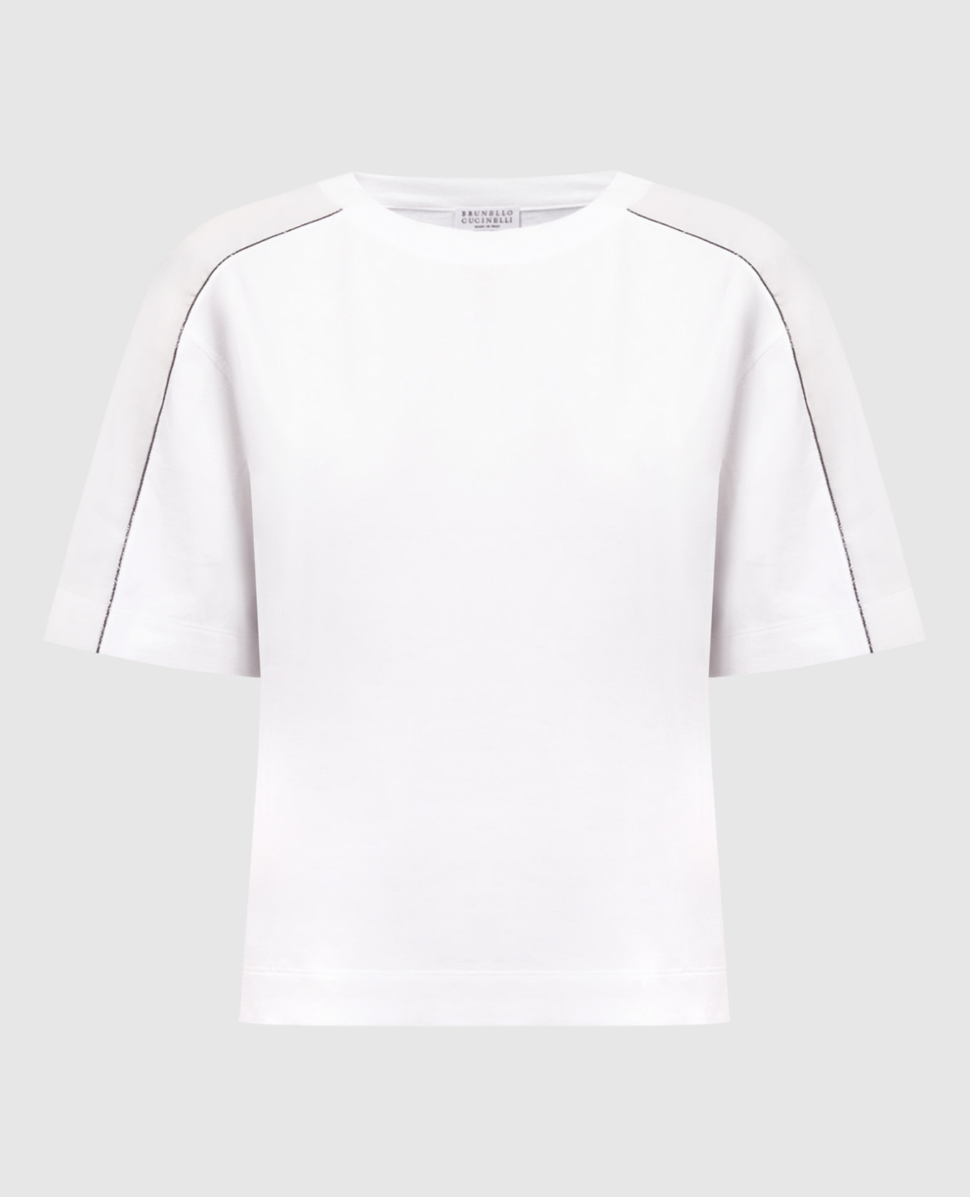 

White t-shirt with monil chain made of ekolatuny Brunello Cucinelli