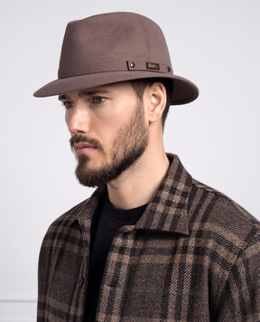 Borsalino Alessandria brown wool hat with strap 390083