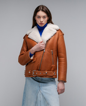Babe Pay Pls Brown short sheepskin coat in the style of a cowhide 2106ДCURLY