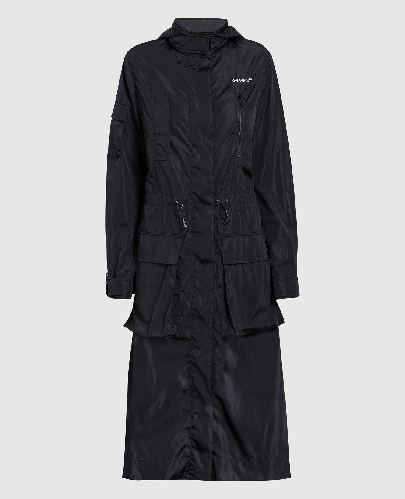Black raincoat with contrasting logo print off-white