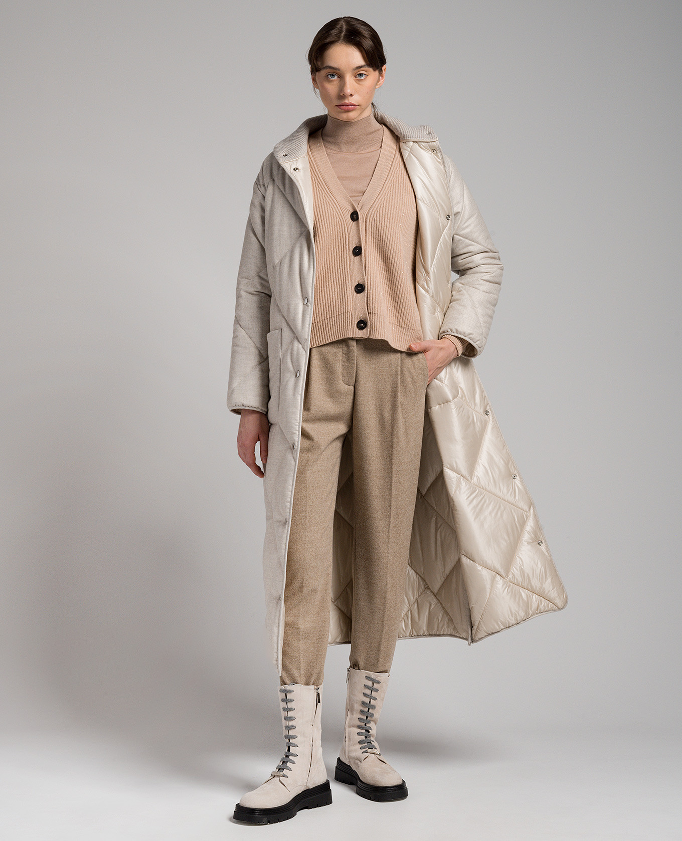 

Brown striped cardigan with lurex Peserico