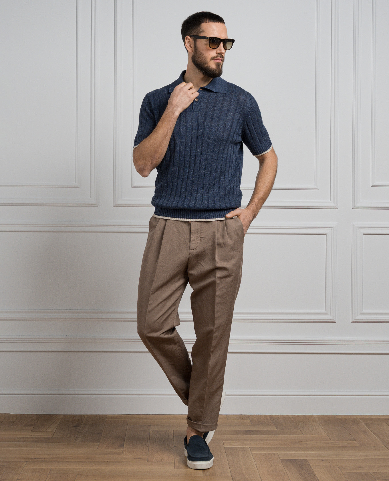 Brown pants with linen Brunello Cucinelli 2