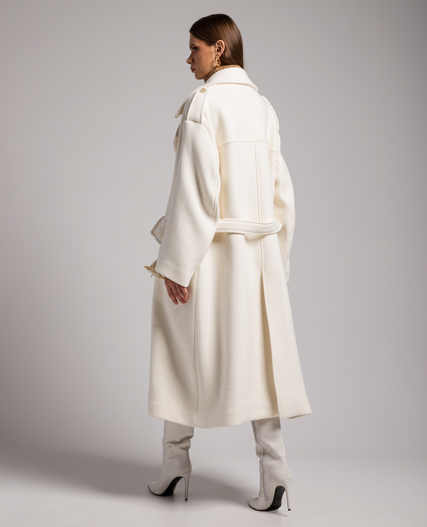 

White double-breasted wool coat with embroidery Etro