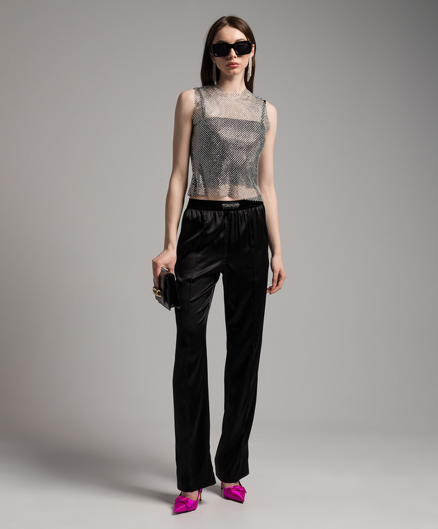 パンツ TOM FORD PANTS (PAW397FAX881) Tom Ford - Black logo silk trousers PAW397FAX881 - shop with