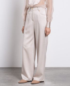 Brunello Cucinelli Beige pants with monil chain M0H38P8476