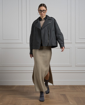 Brunello Cucinelli Gray jacket in the style of a cowhide with a monil chain MB5742764