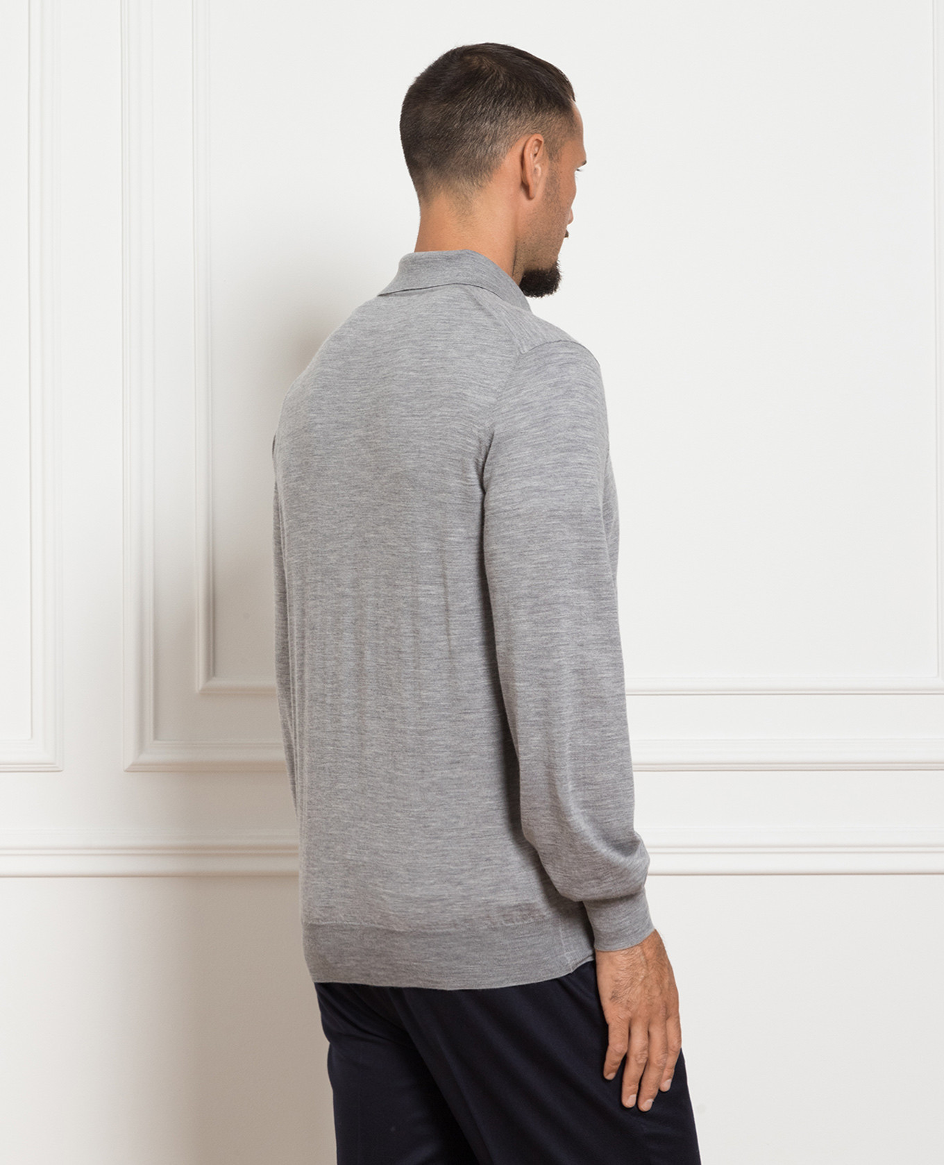 Gray wool and cashmere polo shirt Brunello Cucinelli 4
