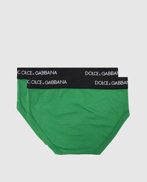 Dolce&Gabbana Children's green set of briefs with a logo pattern L4J700G7OCT