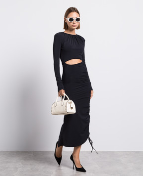 Materiel Blue midi dress with drape MPF23N1802DRBK