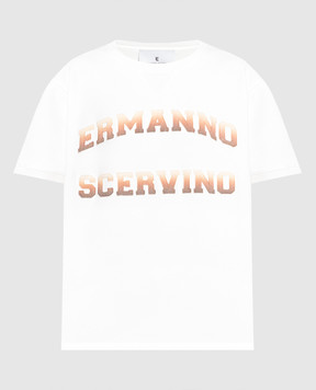 Ermanno Scervino White t-shirt with textured logo D425L327RSAFBC