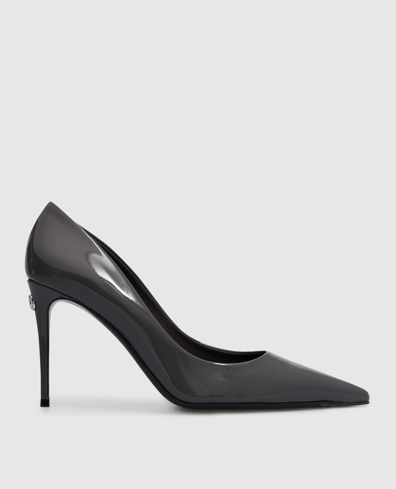 

Gray leather high-gloss pumps with logo Dolce&Gabbana, Grey