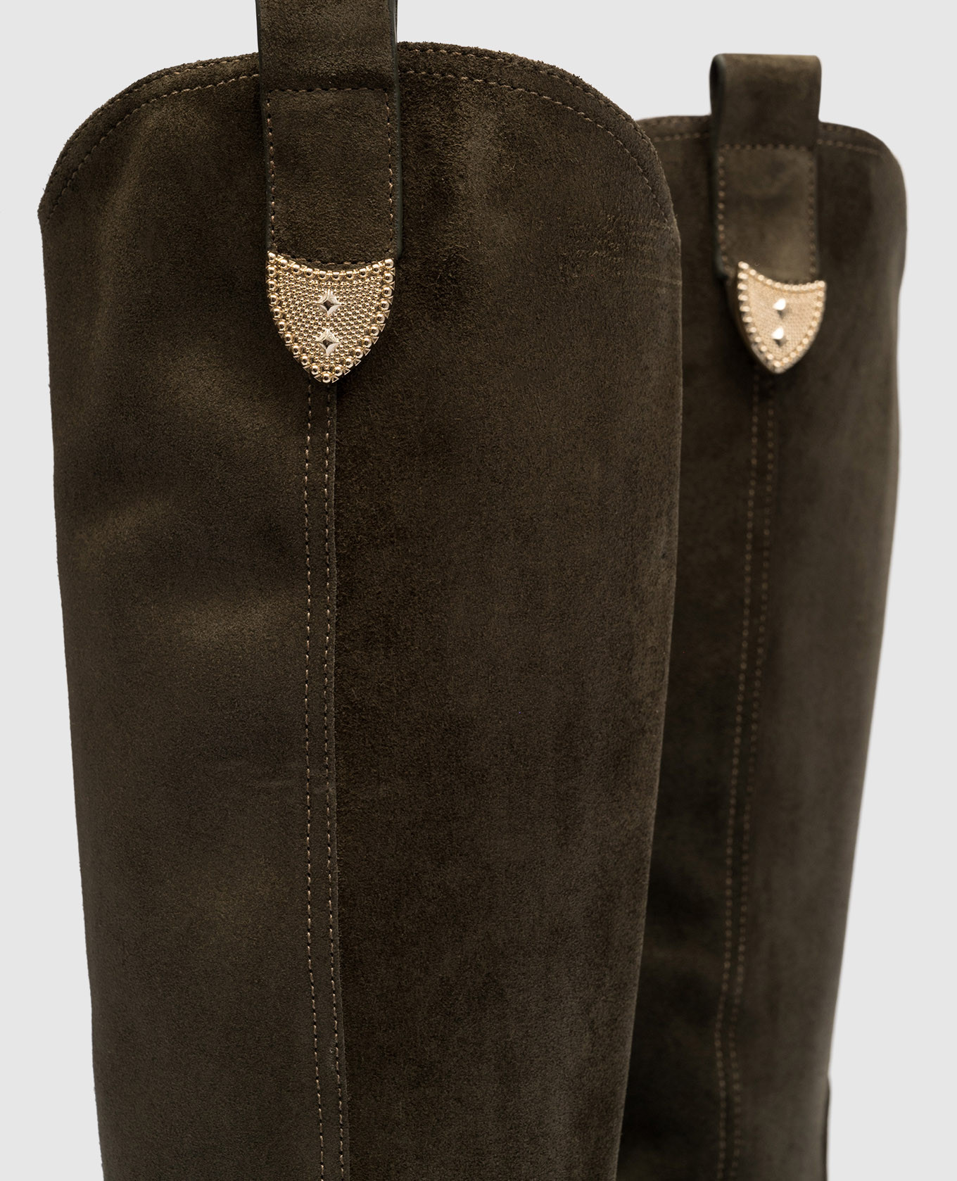

Dallas khaki suede boots with metallic details Babe Pay Pls
