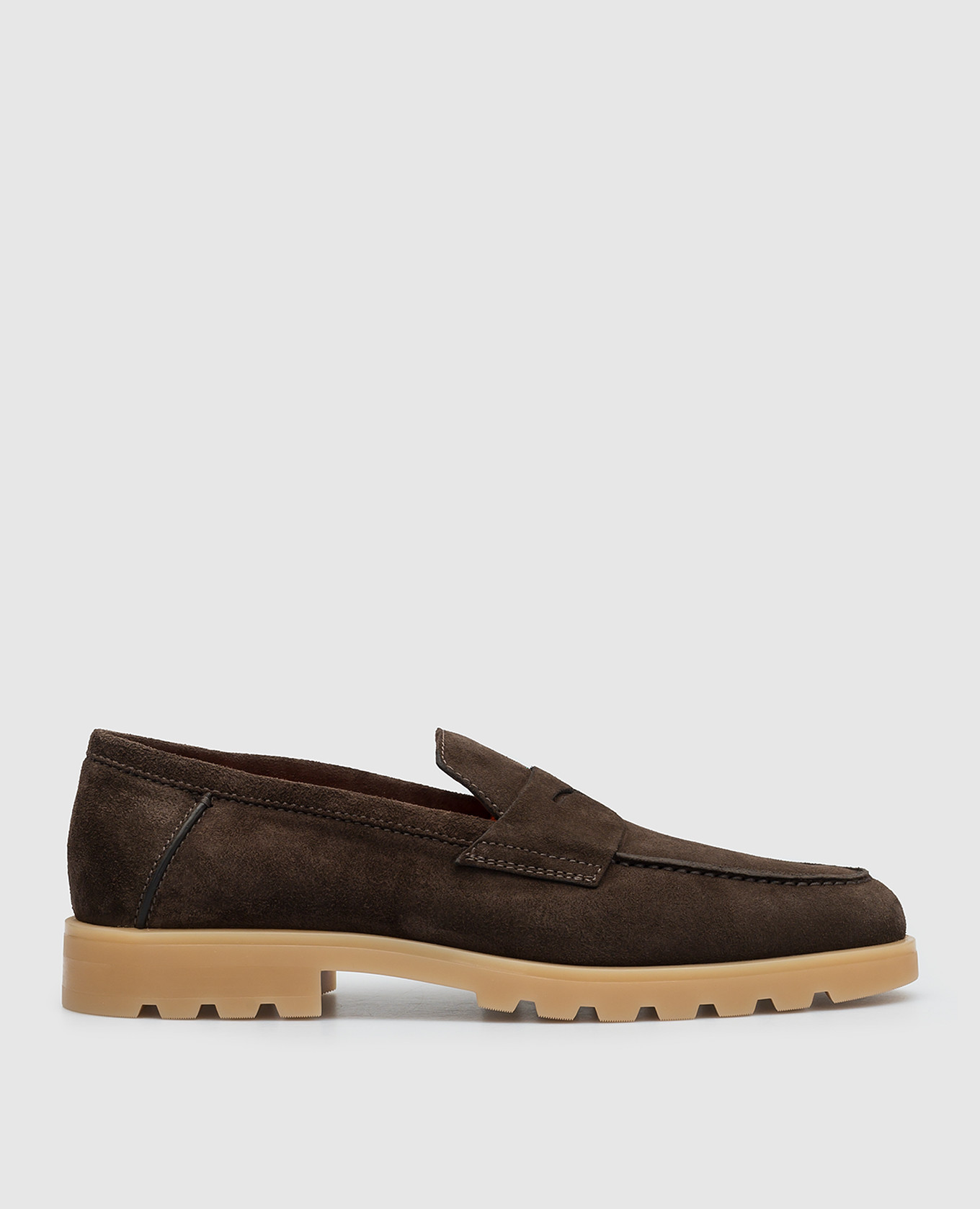 

Brown suede loafers Santoni, Коричневый