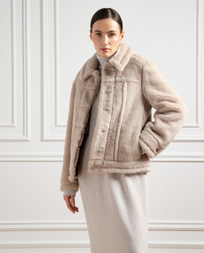 Max Mara Beige Teddino jacket made of wool and silk TEDDINO