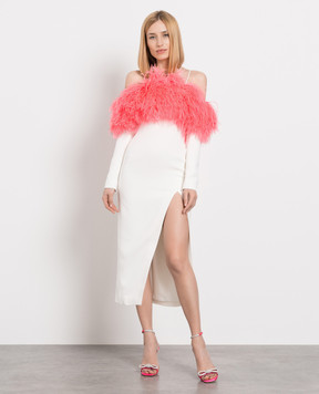 David Koma Milk dress with feathers and cutout SS22DK11D