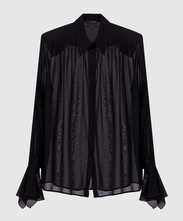 Tシャツ・カットソー THE ANDAMANE ROUND NECK SILK BLOUSE (TM150919A TNS038BLACK) The Andamane - Black silk blouse T150917ATNS038 - shop with