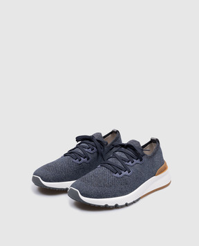 Brunello Cucinelli Blue sneakers with textured logo MZUKISO250