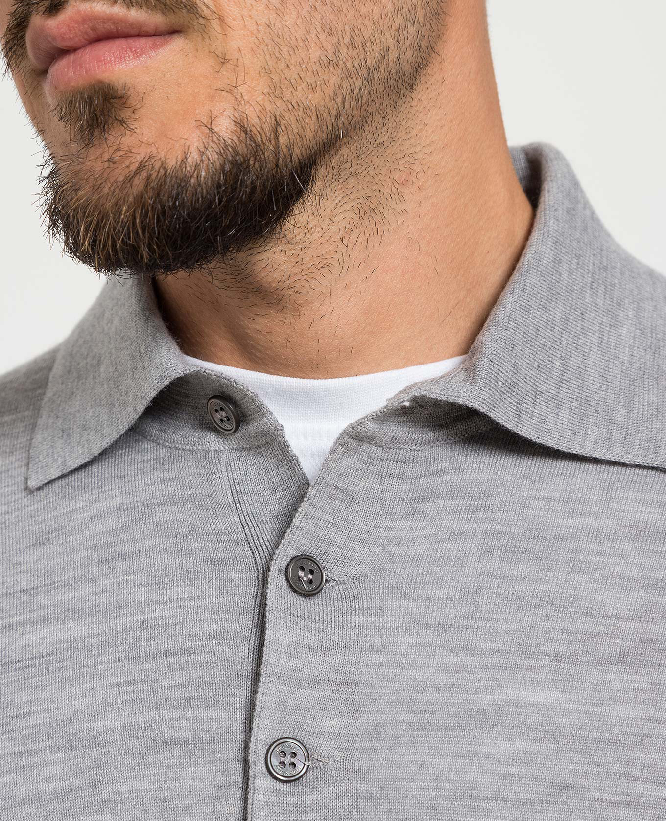 Gray wool and cashmere polo shirt Brunello Cucinelli 5