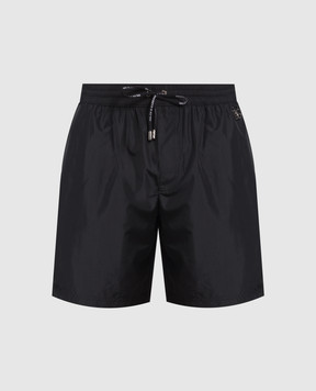 Dolce&Gabbana Black swim shorts with metallic DG logo M4E27TFUSFW