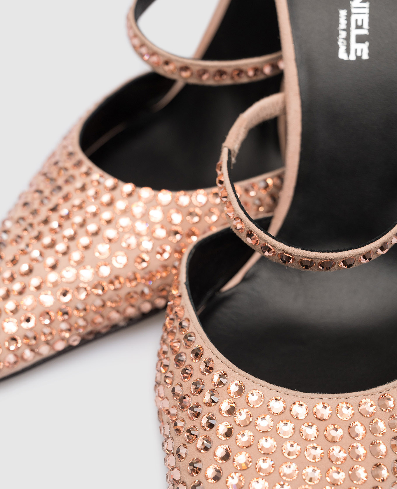 

Beige suede mules with Swarovski crystals Eddy Daniele