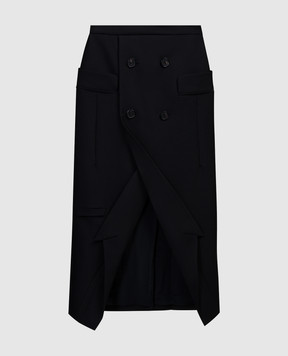 Alexander McQueen Black skirt made of wool in the form of an inverted jacket 769017QJACX