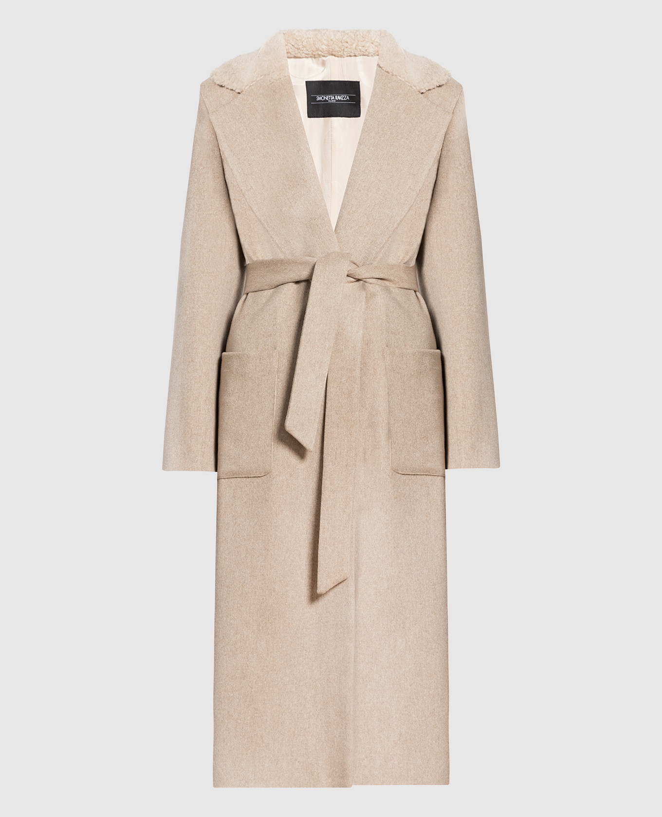 

Beige Brasilia Curly wool coat with shearling Simonetta Ravizza