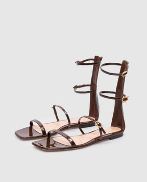 Gianvito Rossi Ribbon Downtown Brown Leather Sandals G6171505CUOVER