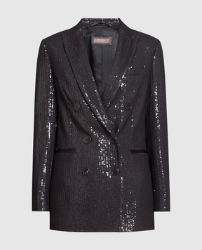 Peserico Black double-breasted jacket with sequins E0149305006
