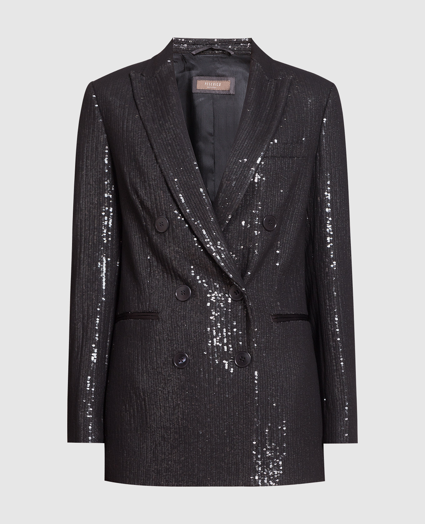 Black double-breasted jacket with sequins peserico