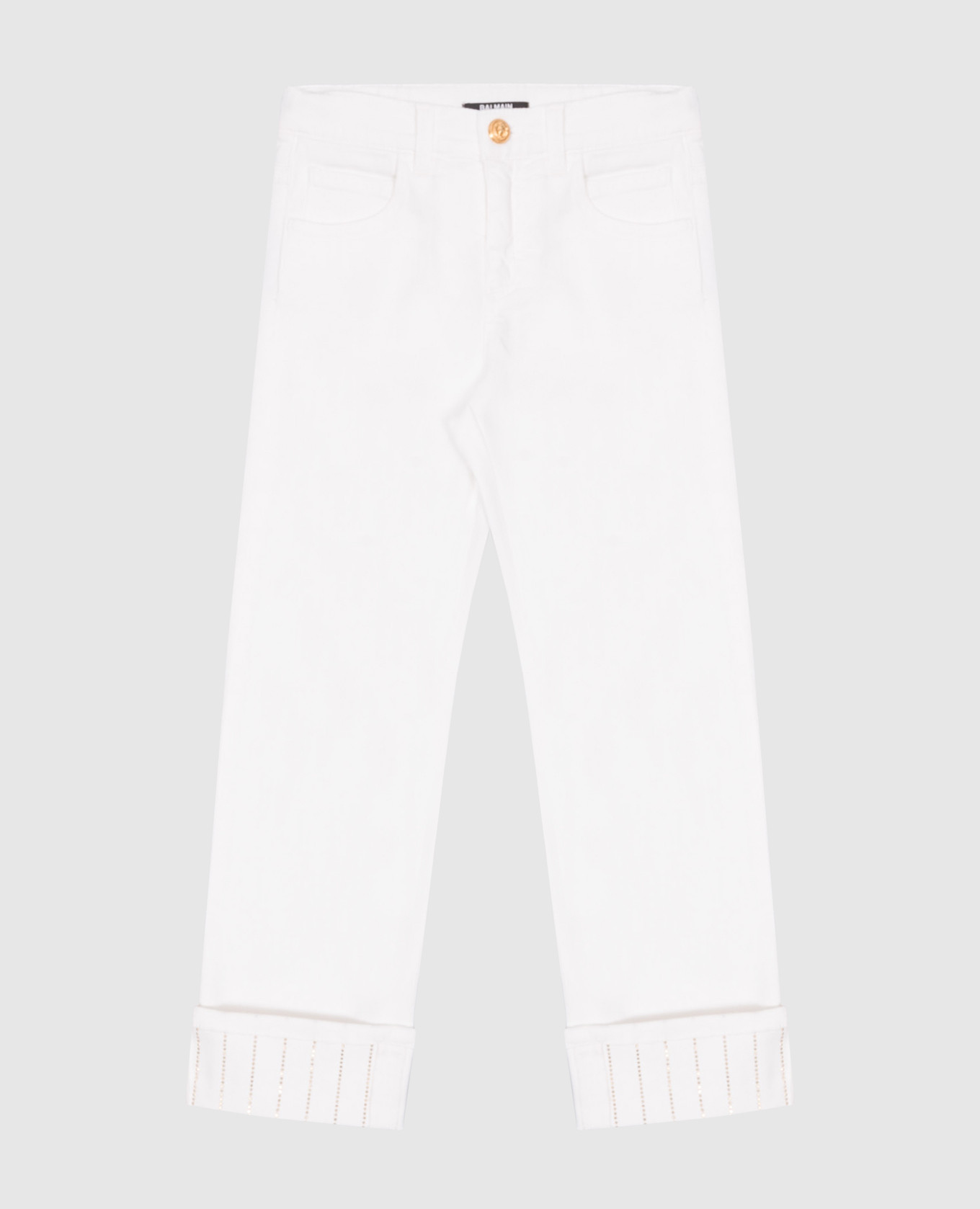 Children&#39;s white jeans with logo Balmain